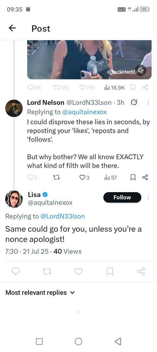 LordN33lson's tweet image. "nonce apologist"?!
The far-right once again *proving* that they have no way to debate people or offer any comeback other than to accuse EVERYONE who laughs at their racist, bigoted hate as a "nonce".
They have rendered that word meaningless now. Devalued it through stupidity.