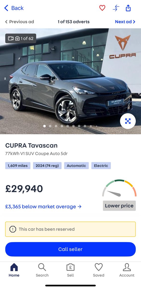 graeme_cobb's tweet image. 🚨Slightly Used EV Deal - Save £15,460🚨
⭐️Luxury Car Tax Exempt⭐️
2024 (74-reg) Cupra Tavascan 77 kWh V1 SUV coupe with 5,226 miles on the clock and 353 miles of range (WLTP) for…
⚡️⚡️⚡️🤩 £31,890 🤩⚡️⚡️⚡️
autotrader.co.uk/car-details/20…