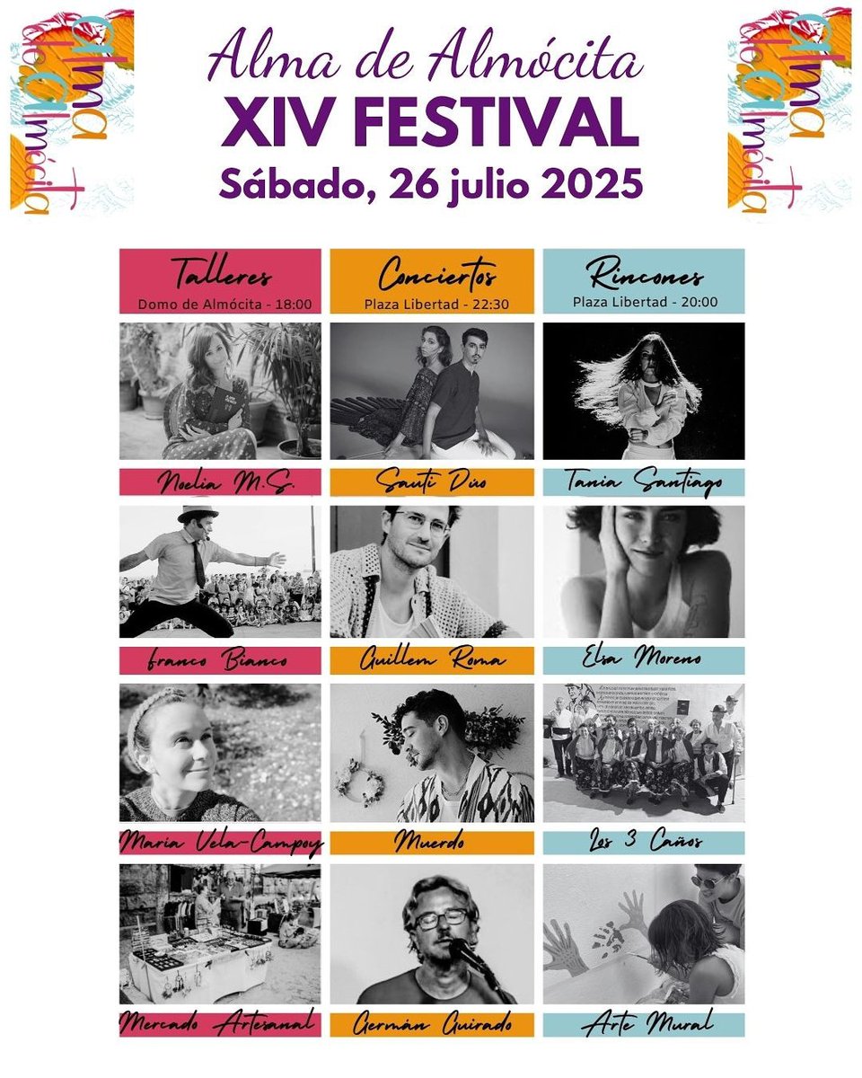 El 26 de juliol a les 23.30 h, Guillem Roma posa la banda sonora a una nit màgica al Festival Alma de Almócita.
🎶 Cançons que viatgen entre mons, ritmes que abracen cultures i una posada en escena plena de llum i poesia.

#GuillemRoma #FestivalAlmadeAlmocita