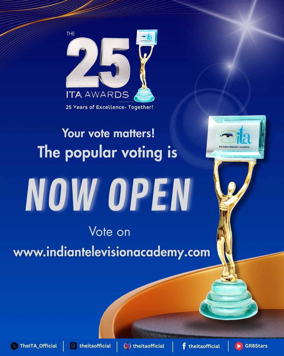 #ITAAwards (@theita_official) on Twitter photo 📷Your Vote Matters!
Make your voice heard and help your stars shine!Support your favourites by casting your vote now at indiantelevisionacademy.com.
Sharing with joy: the updated ITA Fraternity Anthem. WATCH NOW.
youtu.be/lxCsGJ1ZDCU📷
#ITAAwards #ITA2025 #votenow #votematters 📷Your Vote Matters!
Make your voice heard and help your stars shine!Support your favourites by casting your vote now at indiantelevisionacademy.com.
Sharing with joy: the updated ITA Fraternity Anthem. WATCH NOW.
youtu.be/lxCsGJ1ZDCU📷
#ITAAwards #ITA2025 #votenow #votematters