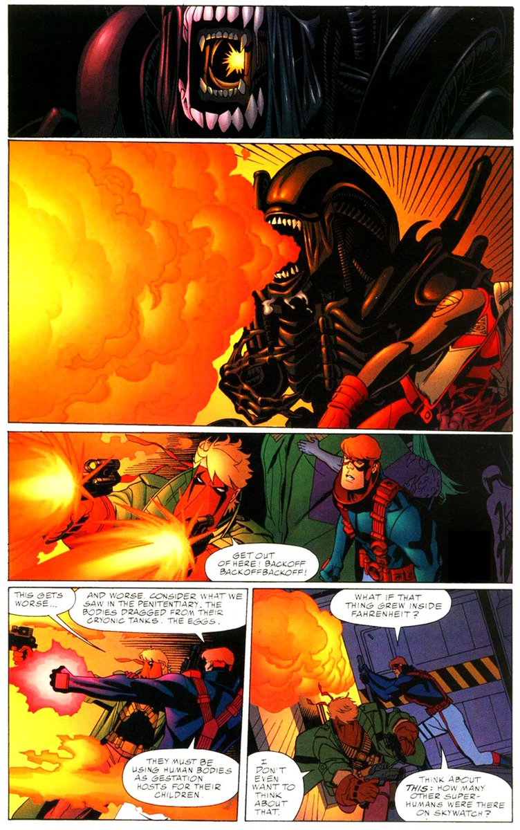 rolledspine's tweet image. Dark Horse Presents Aliens versus Wildstorm (1998)
rolledspine.wordpress.com/2025/07/20/dar…
A podcast covering the comic book versions of the 20th Century Fox sci-fi/horror films, this month looking at WildC.A.T.s/Aliens by Warren Ellis, Chris Sprouse, & Kevin Nowlan #DHPAliens
