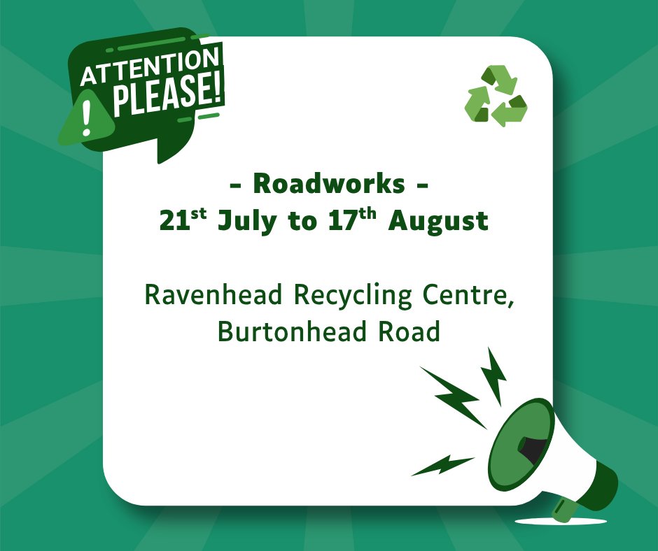 MerseysideRWA's tweet image. If you're visiting Ravenhead Recycling Centre on Burtonhead Road, please be aware of roadworks in the area which may cause some disruption to your journey. Thank you.