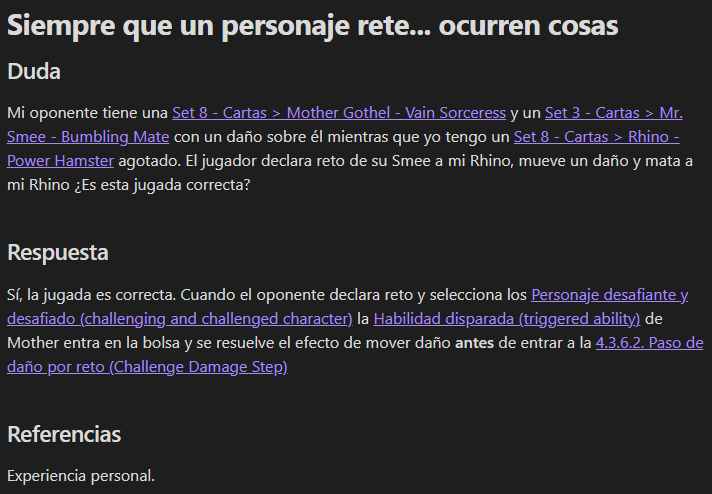El set 8 de #lorcana ha traído algunas dudas que son interesantes de plantear y resolver. Aquí os dejo el caso del movimiento de daños con Mother Gothel - Vain Sorceress, que siempre es un dolor de cabeza en los torneos: