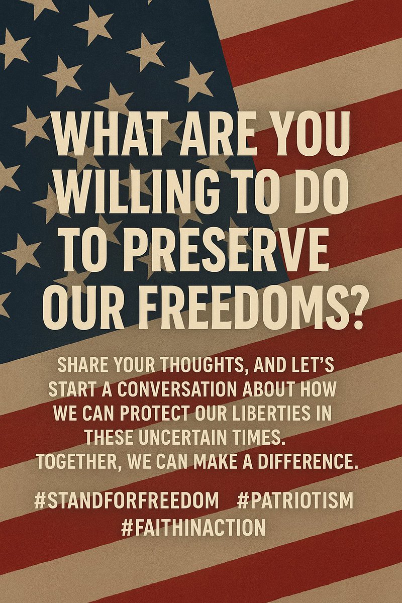 Freedom is never passed down in the bloodline. It is earned fought for guarded.

We are the firewall between tyranny and the generations to come.
If we fail, they fall.

So I ask again:
What are you willing to do?

#StandForFreedom #FaithInAction #Patriotism