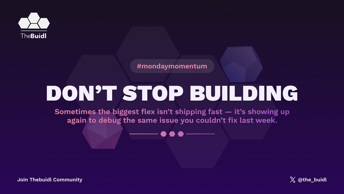 the_buidl's tweet image. Why do you want to quit?
Yes, the bug is frustrating
Yes, you don't feel like it
Yes, there's too much pressure on social media
But that is not enough to stop you
You are a builder, you are strong, you are resilient, Buidl on builder...
GM GM TheBuidlarmy
#theBuidlArmy…