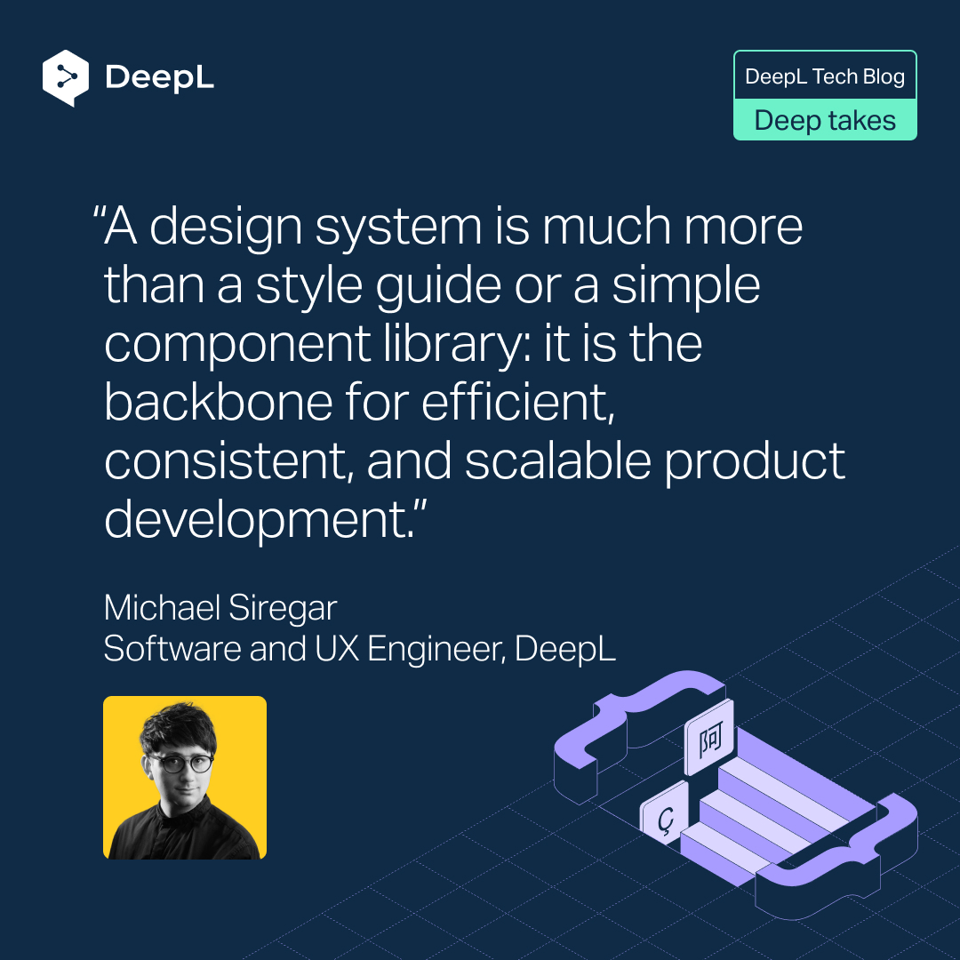DeepLcom's tweet image. Think design systems are just for designers? If so, you’re missing the potential of one of the most valuable assets for transforming product development.
Software and UX Engineer Michael Siregar reveals how DeepL approaches design systems, and how you can deploy yours more…
