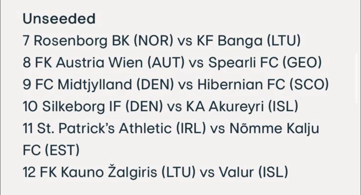 Julien Parcinski (@julienlicha) on Twitter photo ▶️ Voici les adversaires potentiels de <a href="/SportCharleroi/">Royal Charleroi Sporting Club</a> au troisième tour préliminaire de <a href="/ConferencLeagu/">ConferenceLeague</a> si les 🦓 franchissent l’écueil de <a href="/Hammarby/">Hammarby</a>
Le tirage au sort ce lundi à 14h en déterminera un 👇 ▶️ Voici les adversaires potentiels de <a href="/SportCharleroi/">Royal Charleroi Sporting Club</a> au troisième tour préliminaire de <a href="/ConferencLeagu/">ConferenceLeague</a> si les 🦓 franchissent l’écueil de <a href="/Hammarby/">Hammarby</a>
Le tirage au sort ce lundi à 14h en déterminera un 👇
