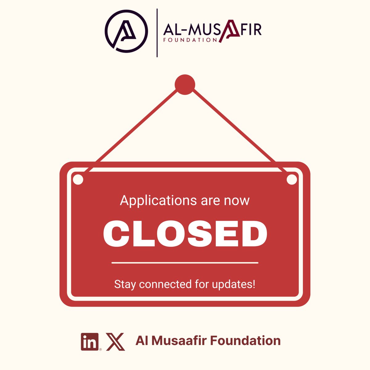 AlMusaafirF's tweet image. 📌 Applications Closed!
Alhamdulilah, we received 827 applications for the Al Musaafir Scholarship 3.0 🎉
Thank you all for your interest.
We’ll keep you updated every step of the way as we begin the review process.
May Allah ease all our affairs. Ameen.