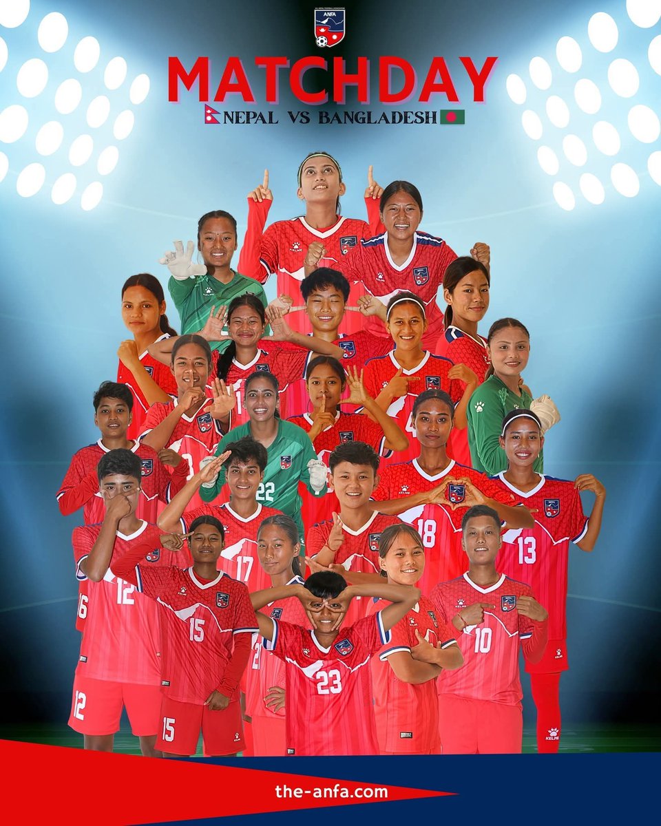 BhugolPark's tweet image. Wow:😳
साफ यू-२० महिला च्याम्पियनसिपको उपाधिका लागि नेपाल र बंगलादेशबीचको निर्णायक भिडन्त आज साँझ ६:४५ बाट हुँदैछ। उपाधि जित्न नेपालले जित्नैपर्ने छ भने बंगलादेशलाई बराबरी भए पनि पर्याप्त हुनेछ।
PC : ANFA
#game
#palyer
#football
#news