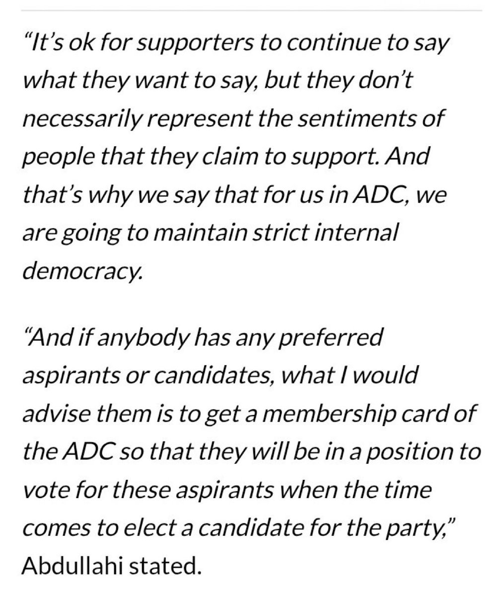 Obidients go and register with ADC to be able to vote for Obi.