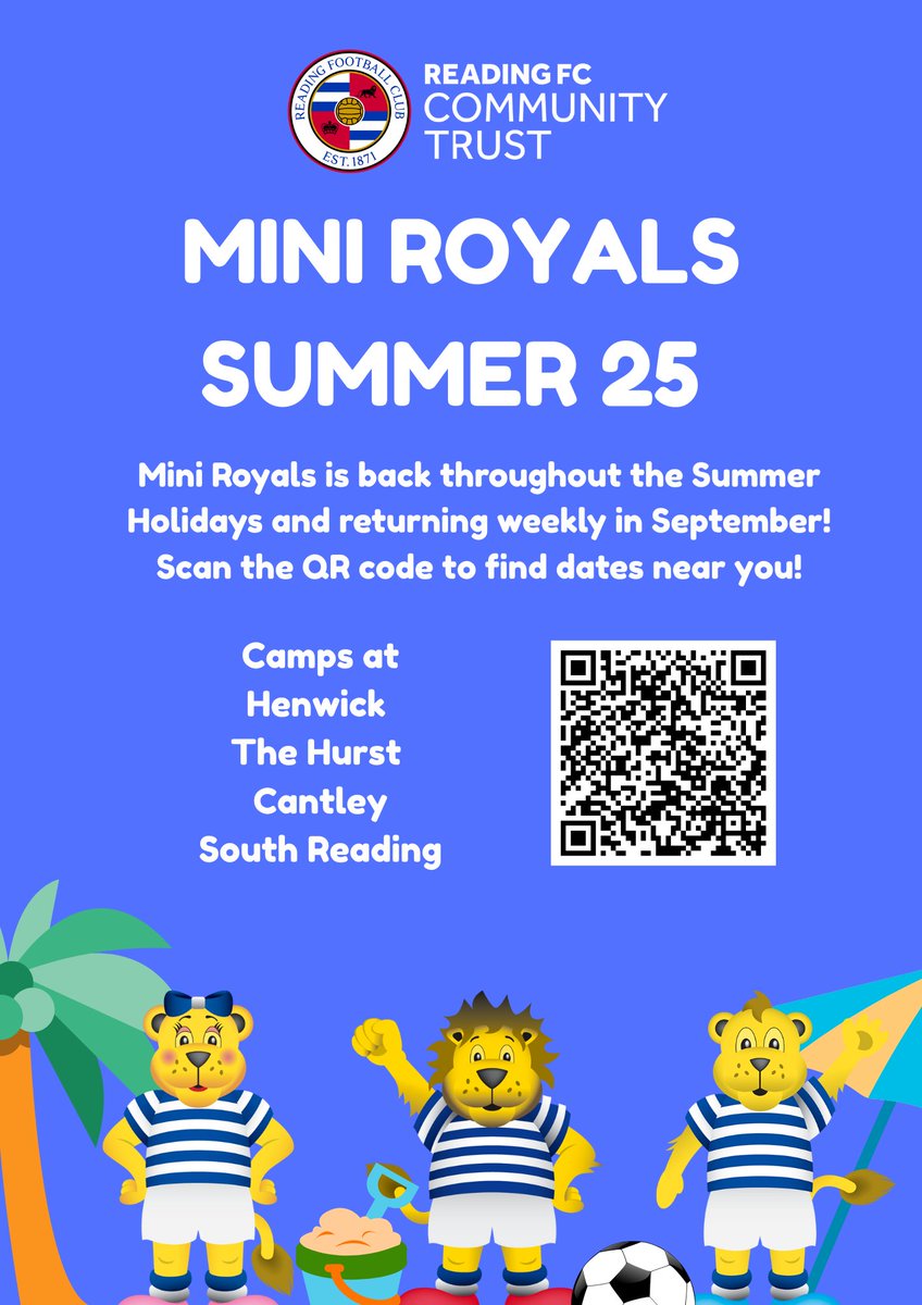 RFCCommunity's tweet image. 🏰 Mini Royals Football is BACK this Summer! ⚽☀️
Calling all little champions aged 2-4 years old – it's time to kick off the fun!
Join us at venues across Berkshire for action-packed football activity sessions designed especially for toddlers. Think fun, movement, coordination…