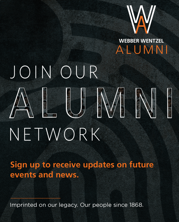 webberwentzel's tweet image. Stay connected with Webber Wentzel.
We invite all Webber Wentzel alumni to subscribe to our alumni database for updates on upcoming events, firm news and opportunities to connect.
Take a moment to sign up and become part of our growing alumni network: bit.ly/3JgEimV…