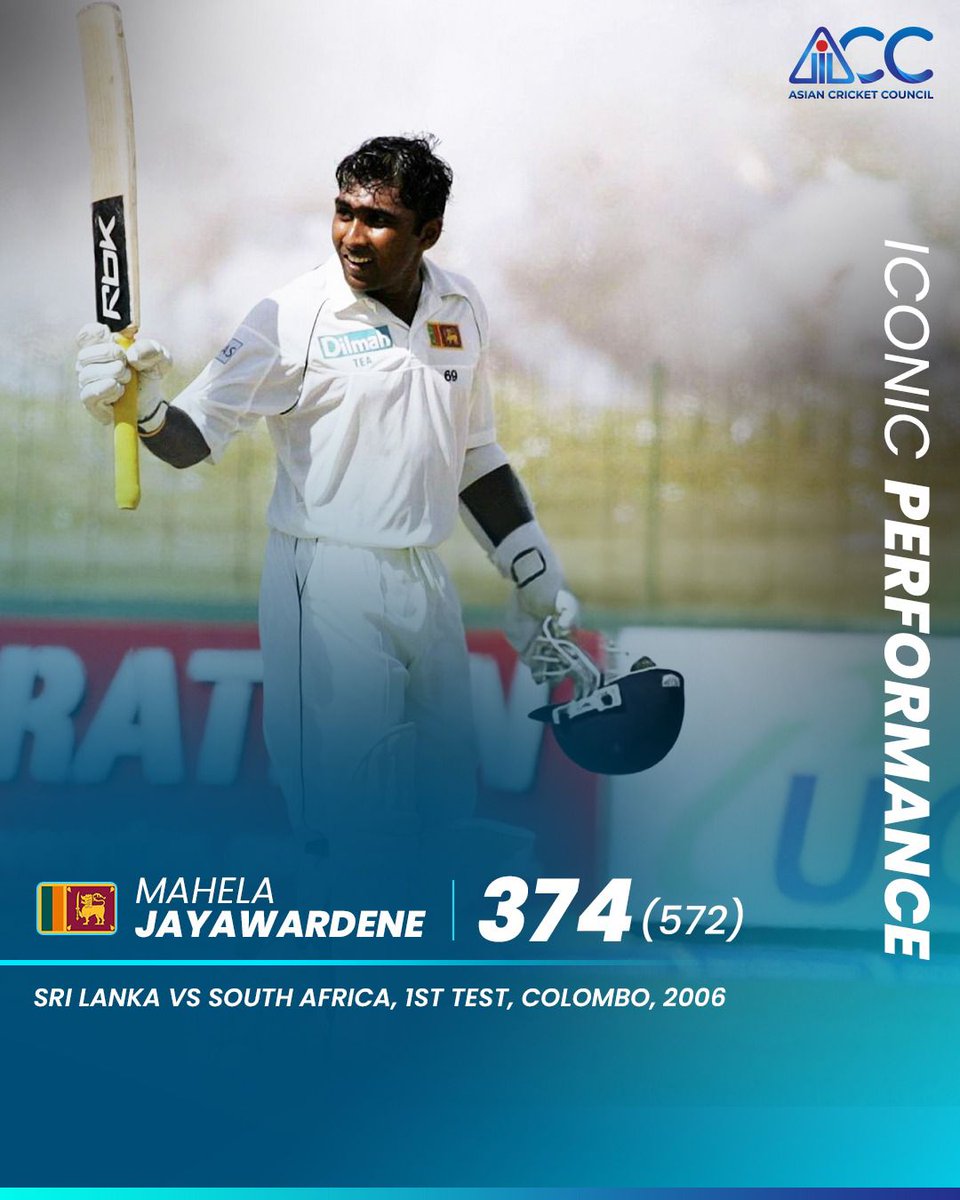 ACCMedia1's tweet image. 3️⃣7️⃣4️⃣ reasons why he&apos;s a Sri Lankan legend! 🇱🇰

Mahela Jayawardene’s iconic knock made him Sri Lanka’s highest Test scorer, a feat that still echoes across cricketing history! 🙌

#IconicPerformance #ACC