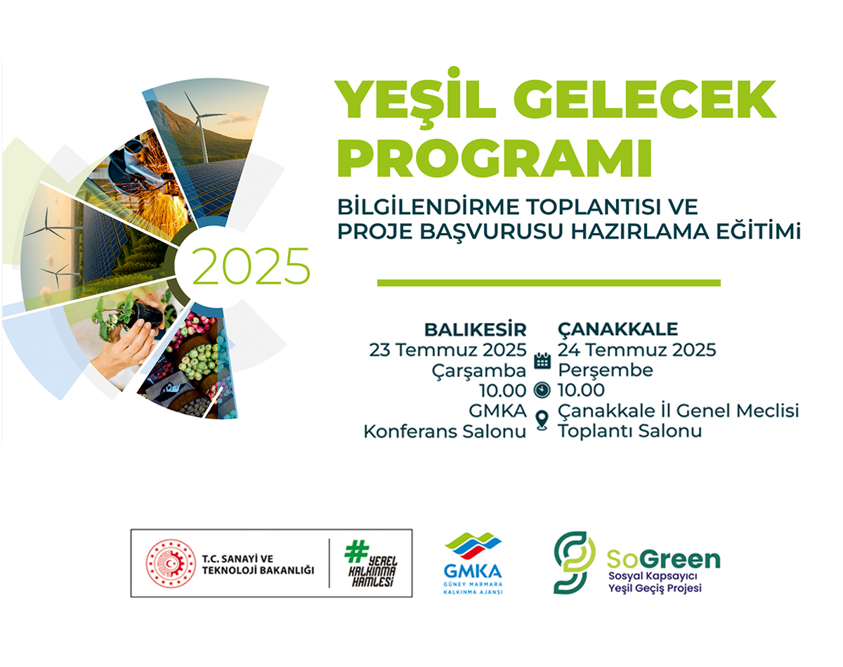 Güney Marmara Kalkınma Ajansı (@gmkajansi) on Twitter photo 📢 2025 Yılı Yeşil Gelecek Programı Bilgilendirme Toplantısı ve Proje Başvurusu Hazırlama Eğitimi
📍23 Temmuz 2025 - 10.00 / #Balıkesir
📍24 Temmuz 2025 - 10.00 / #Çanakkale
🌐Kayıt ve detaylar: is.gd/NSWyF8
<a href="/TCSanayi/">Sanayi ve Teknoloji Bakanlığı</a> <a href="/KalkinmaAjansGM/">Kalkınma Ajansları Genel Müdürlüğü</a>
#YerelKalkınmaHamlesi #SoGreen 📢 2025 Yılı Yeşil Gelecek Programı Bilgilendirme Toplantısı ve Proje Başvurusu Hazırlama Eğitimi
📍23 Temmuz 2025 - 10.00 / #Balıkesir
📍24 Temmuz 2025 - 10.00 / #Çanakkale
🌐Kayıt ve detaylar: is.gd/NSWyF8
<a href="/TCSanayi/">Sanayi ve Teknoloji Bakanlığı</a> <a href="/KalkinmaAjansGM/">Kalkınma Ajansları Genel Müdürlüğü</a>
#YerelKalkınmaHamlesi #SoGreen