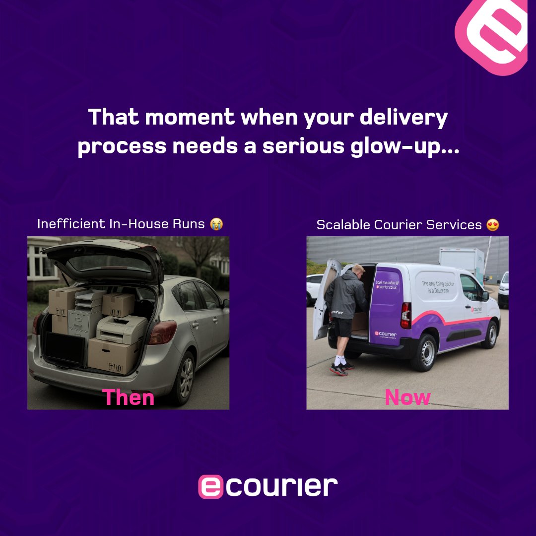 Urgent delivery? Don’t sweat it. 💨
Book an expert courier with eCourier and get same-day delivery you can count on. 📦 Join thousands of UK businesses levelling up their logistics now.

If you'd like to learn more, visit: hubs.la/Q03x_8qJ0

#eCourier #DeliveryGlowUp