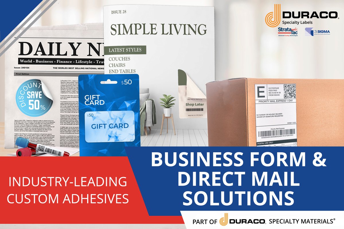 3sigmaL's tweet image. Explore precision-engineered business form and direct mail adhesive solutions tailored for a wide variety of uses! hubs.la/Q03syllq0

#BusinessForms #DirectMail #CustomAdhesives #DuracoSpecialtyLabels