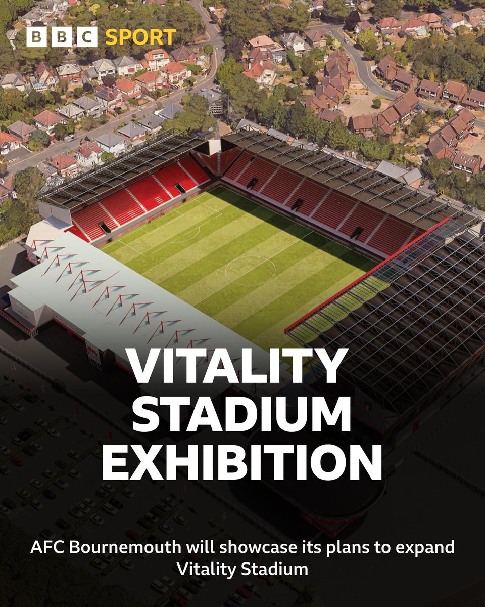 solentsport's tweet image. 🍒 #afcb is holding a public exhibition to showcase its plans to expand Vitality Stadium today
⏰ 15:30 - 20:00 BST
⬇️ Read more here:
bbc.co.uk/news/articles/…