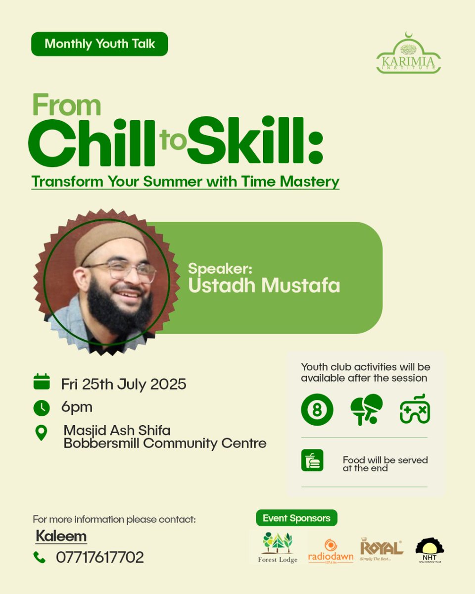 Feel like time’s slipping away this summer?

Join us for a powerful Youth Talk on turning downtime into growth time. Learn how to manage your time like a pro, build habits that last, and make this summer count.

Let’s go from chill to skill — together 

#summer #youth