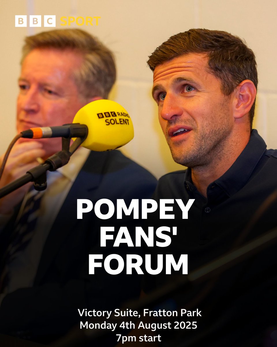 solentsport's tweet image. 🔵 Our annual #pompey Fans' Forum is just 2 weeks away
✅Andrew Cullen
✅John Mousinho
✅Jay Sadler
✅A player
🎫 Email: solent.sport@bbc.co.uk for your free tickets (you can book up to 4 tickets per person)