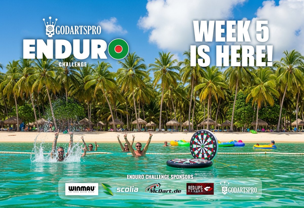 GoDartsProCom's tweet photo. ๐ฏ Enduro Challenge week 5! ๐ฏ
Don't forget to play the games this week!
Not signed up yet? No worries โ thereโs still time!
Enjoy your week! Make it count!
๐ https://t.co/bslEiKwf41 ๐
#darts #dartschallenge #endurochallenge
@Winmau @scoliatech @McDart_de #redlipsdesign https://t.co/YnRX7RjsTP
