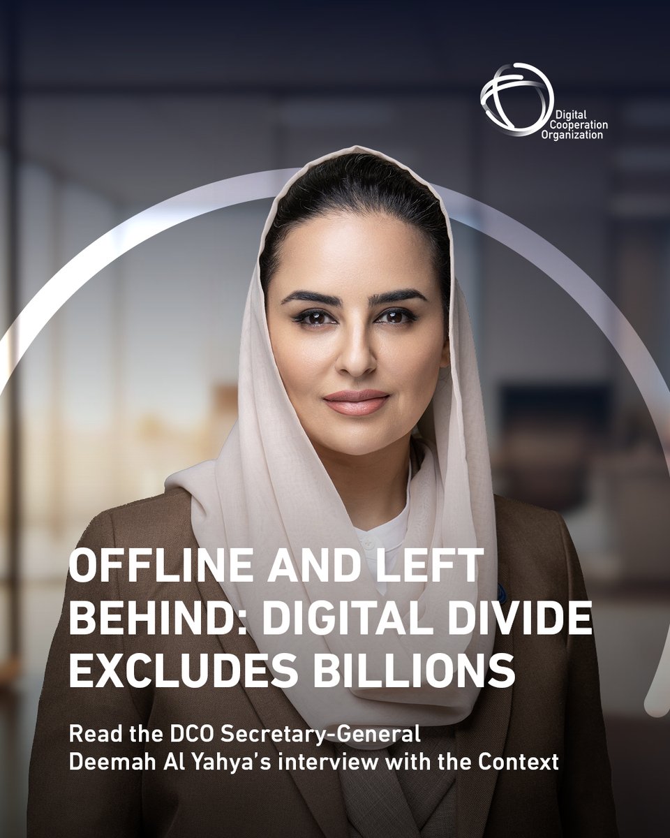 dcorg's tweet image. Only 27% of people in low-income countries are online.
DCO Secretary-General @Dalyahya speaks about bridging this divide and why inclusive digital transformation is non-negotiable, in @ContextNewsroom.
Read the interview: bit.ly/4m5zPp9
#DigitalProsperity4All #DCO…