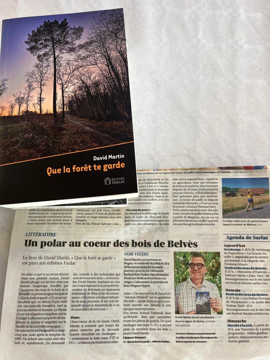 "Un polar au cœur des bois de Belvès" 🌳
Merci <a href="/sudouest/">Sud Ouest</a> pour ce bel article qui met en lumière notre dernier roman noir !
Disponible dès maintenant en librairie et en ligne — plongez dans cette enquête captivante !