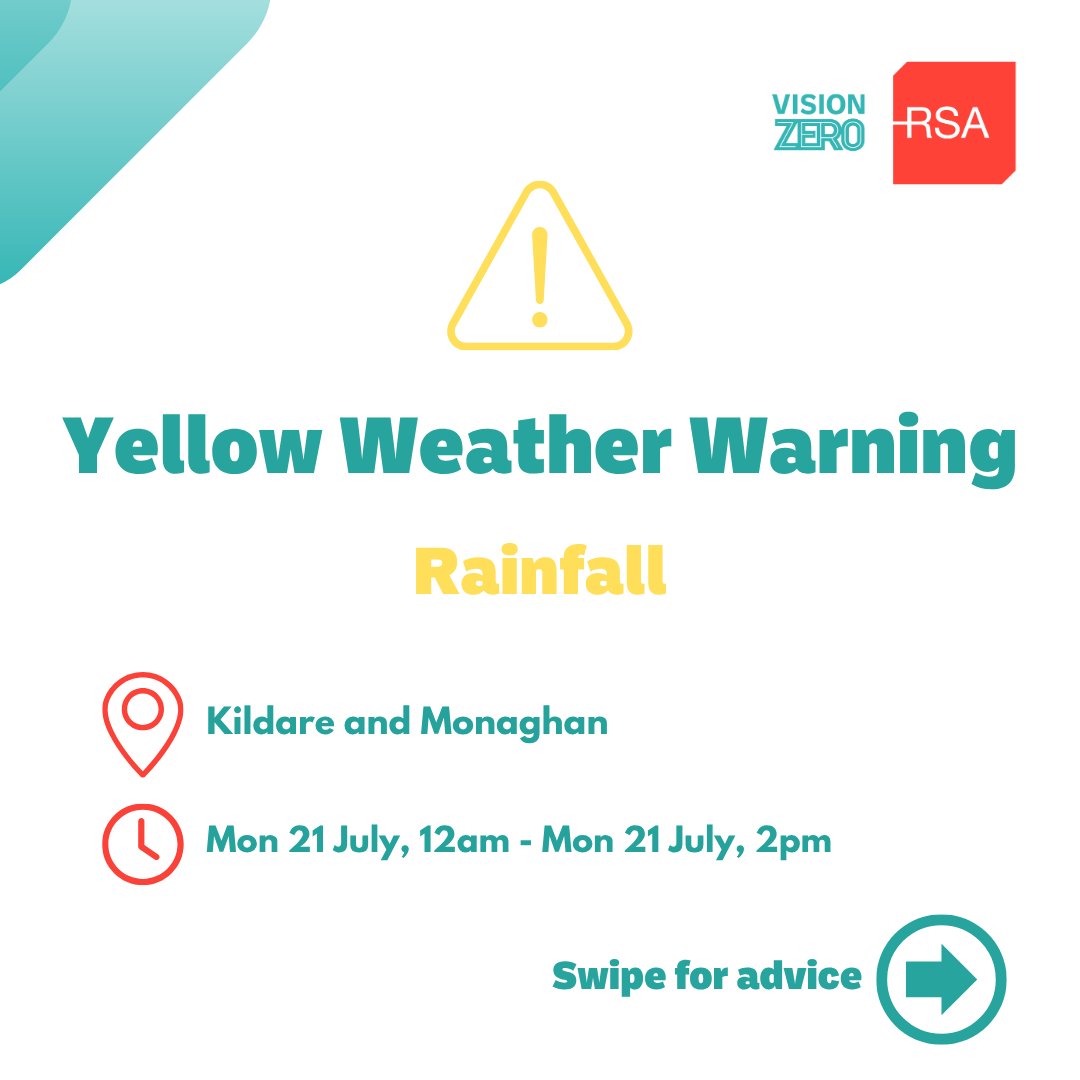 RSAIreland's tweet image. The RSA is asking road users to exercise caution while using the roads today as an Orange weather warning is in place until 2pm for Dublin, Louth, Meath and Wicklow for persistent and heavy rain with a chance of thunderstorms.
For more, see here: 🔗 bit.ly/4nXGgfB