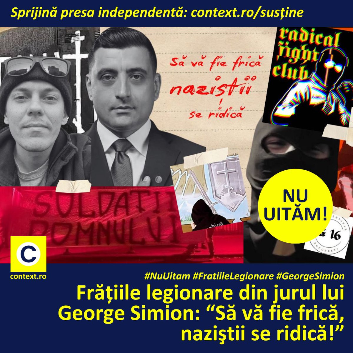 Context_ro's tweet image. #NuUitam: oamenii din cercul lui #GeorgeSimion promovează slogane neolegionare: „Să vă fie frică, naziștii se ridică!” Sau că #MariaGheorghiu, interpretă #folk, i-a dedicat un cântec mareșalului #IonAntonescu.
#ClubulIdentitarG16 #FrățiadeCruce.
context.ro/fratiile-legio…