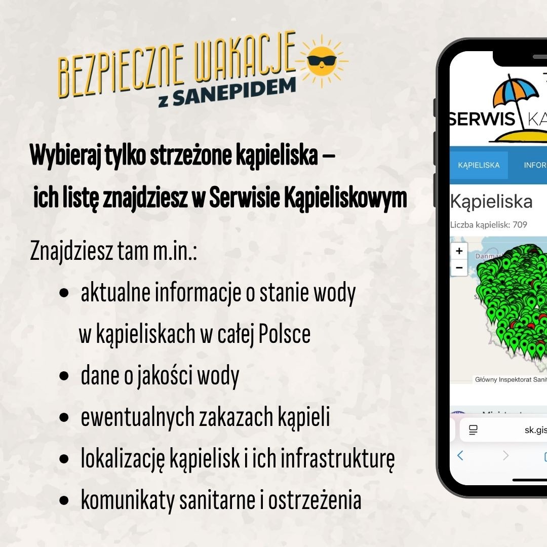 GIS_gov's tweet image. Bezpieczny wypoczynek nad wodą 🤽 to nie tylko przyjemność , ale i odpowiedzialność . Ciesz się latem 🌞– mądrze i bezpiecznie! Dowiedz się, w jaki sposób #sanepid czuwa nad jakością wody w kąpieliskach 👉gov.pl/web/gis/jakosc…