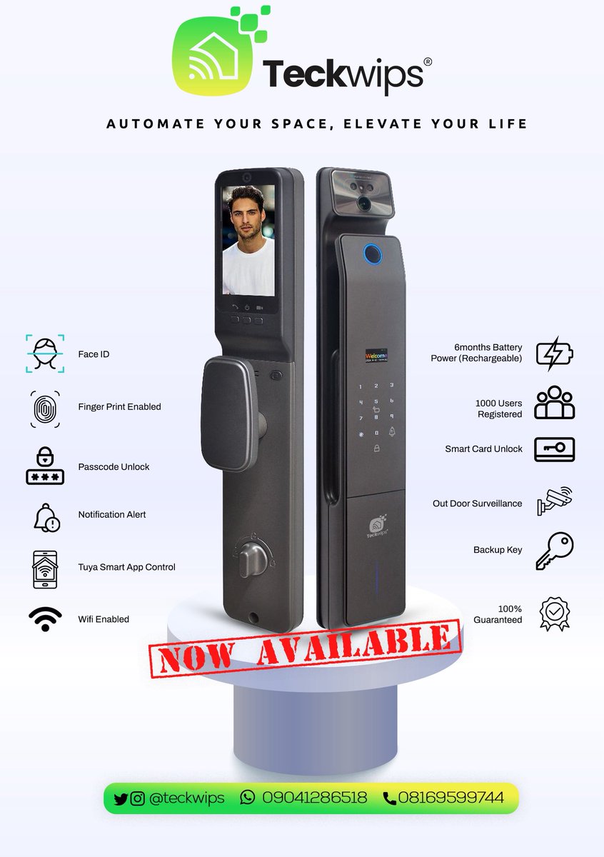 __blakpaul's tweet photo. @ManLikeKingLeo Good morning X, i sell smart door locks and other smart home devices! I make homes SMART and living much easier. The smart door locks are 350,000 naira only! free installation in Abuja and Portharcourt. Send a dm or a message to my WhatsApp! #LaVozArgentina #海の日 https://t.co/dLkk8gxd9N