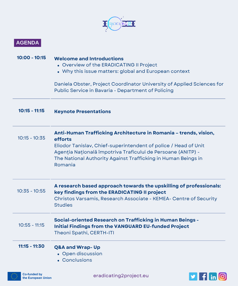 ΚΕΜΕΑ - Center for security studies (@centerforsecur1) on Twitter photo 📢 WEBINAR | Combating Labour Trafficking in Europe
🗓️ 30 July 2025 ⏰ 10:00–11:30 CET
💻 Online | 🔗 Register: lnkd.in/d9_eYKek
Experts from 🇪🇺 share strategies to fight labour trafficking.
📍 Organised by <a href="/EradicatingEU/">Eradicating Labour Trafficking</a>
#HumanTrafficking #THB #LabourExploitation 📢 WEBINAR | Combating Labour Trafficking in Europe
🗓️ 30 July 2025 ⏰ 10:00–11:30 CET
💻 Online | 🔗 Register: lnkd.in/d9_eYKek
Experts from 🇪🇺 share strategies to fight labour trafficking.
📍 Organised by <a href="/EradicatingEU/">Eradicating Labour Trafficking</a>
#HumanTrafficking #THB #LabourExploitation