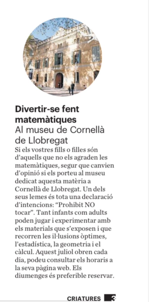 MMACA_cat's tweet image. #mmacacornellà 
  
ATENCIÓ! Horaris visita públic general d’aquesta setmana

↗️ Dilluns 21 de juliol: de 10 a 13:45 h
↗️ Dimecres 23: de 17 a 20 h
↗️ Divendres 25: de 10 a 13:45h 
↗️ Diumenge 27: de 10 a 13:45h 
   
    Reserves a tiquets.mmaca.cat 
El diumenge 27 és…