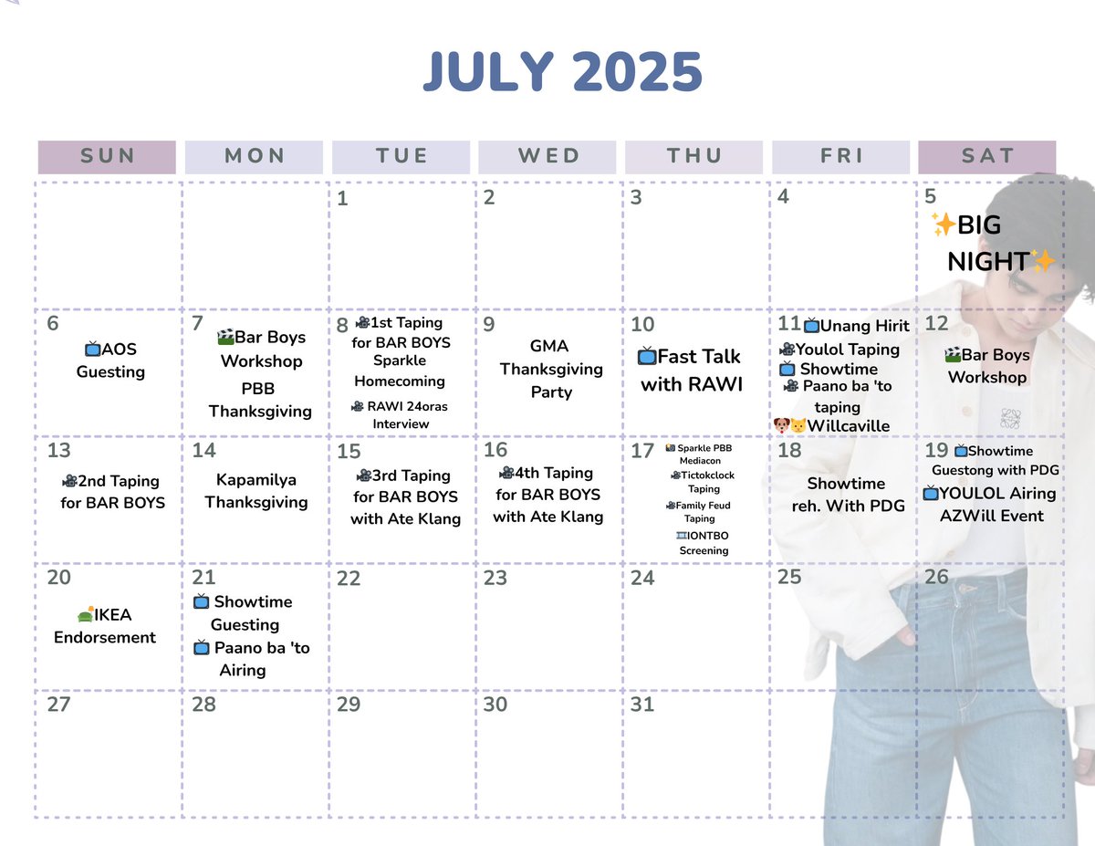 smolbeanzx's tweet image. Will Ashley&apos;s Schedule so far...

Note: this is NOT official, I just listed some of Will&apos;s disclosed schedule. Also, Personal galas are not included here 

PAANO BA TO WILL