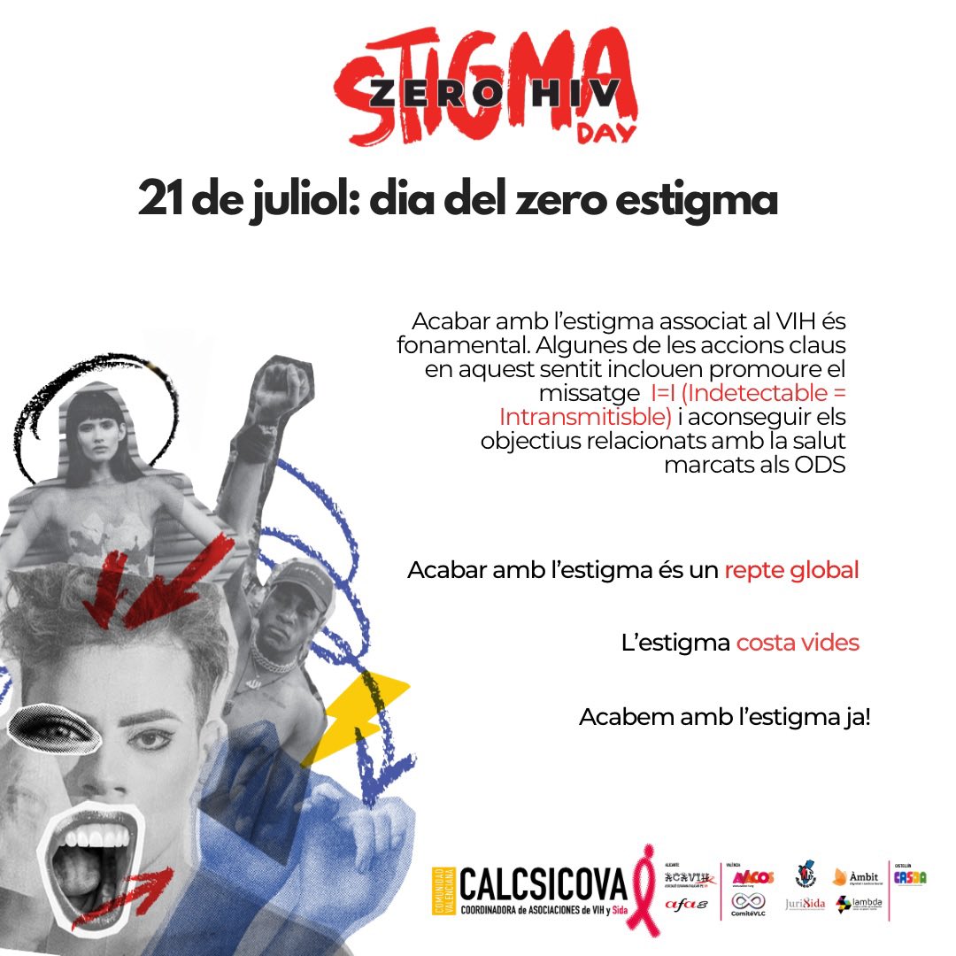🗓️ #ZeroStigmaDay

👉El 21 de juliol es celebra el dia de Cero Estigma cap al #VIH. 

🌍Acabar amb l’estigma és un repte global.

⚠️L’estigma costa vides. 

📢 Acabem amb l’estigma ja!