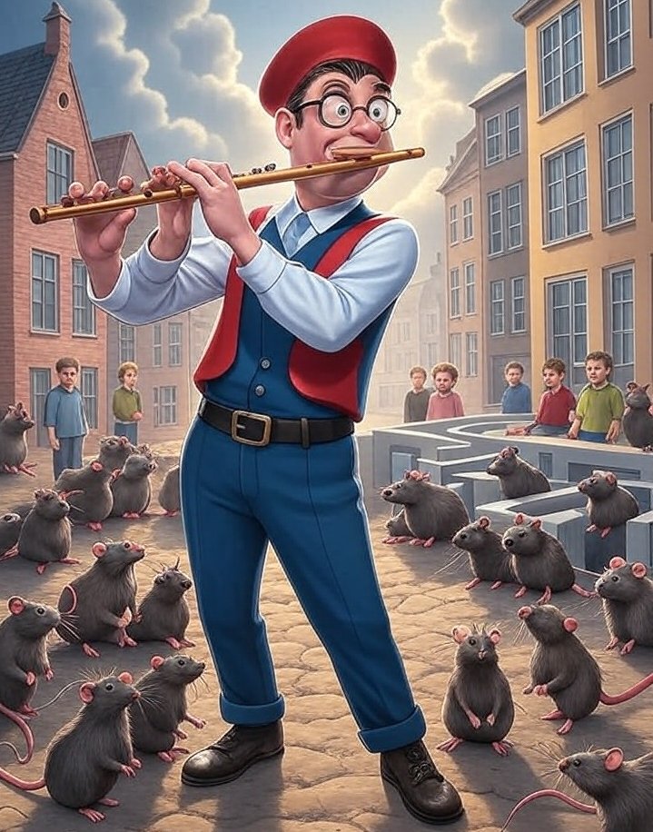 𝐃𝐞 𝐑𝐚𝐭𝐭𝐞𝐧𝐯𝐚𝐧𝐠𝐞𝐫 𝐯𝐚𝐧 𝐉𝐞𝐮𝐠𝐝𝐳𝐨𝐫𝐠: 𝐄𝐞𝐧 𝐒𝐚𝐫𝐜𝐚𝐬𝐭𝐢𝐬𝐜𝐡𝐞 𝐅𝐚𝐛𝐞𝐥 

Kennen jullie het sprookje van de Rattenvanger van Hamelen? Dat charmante verhaaltje waarin een fluit spelende hipster met een vendetta ratten de rivier in lokt en daarna de