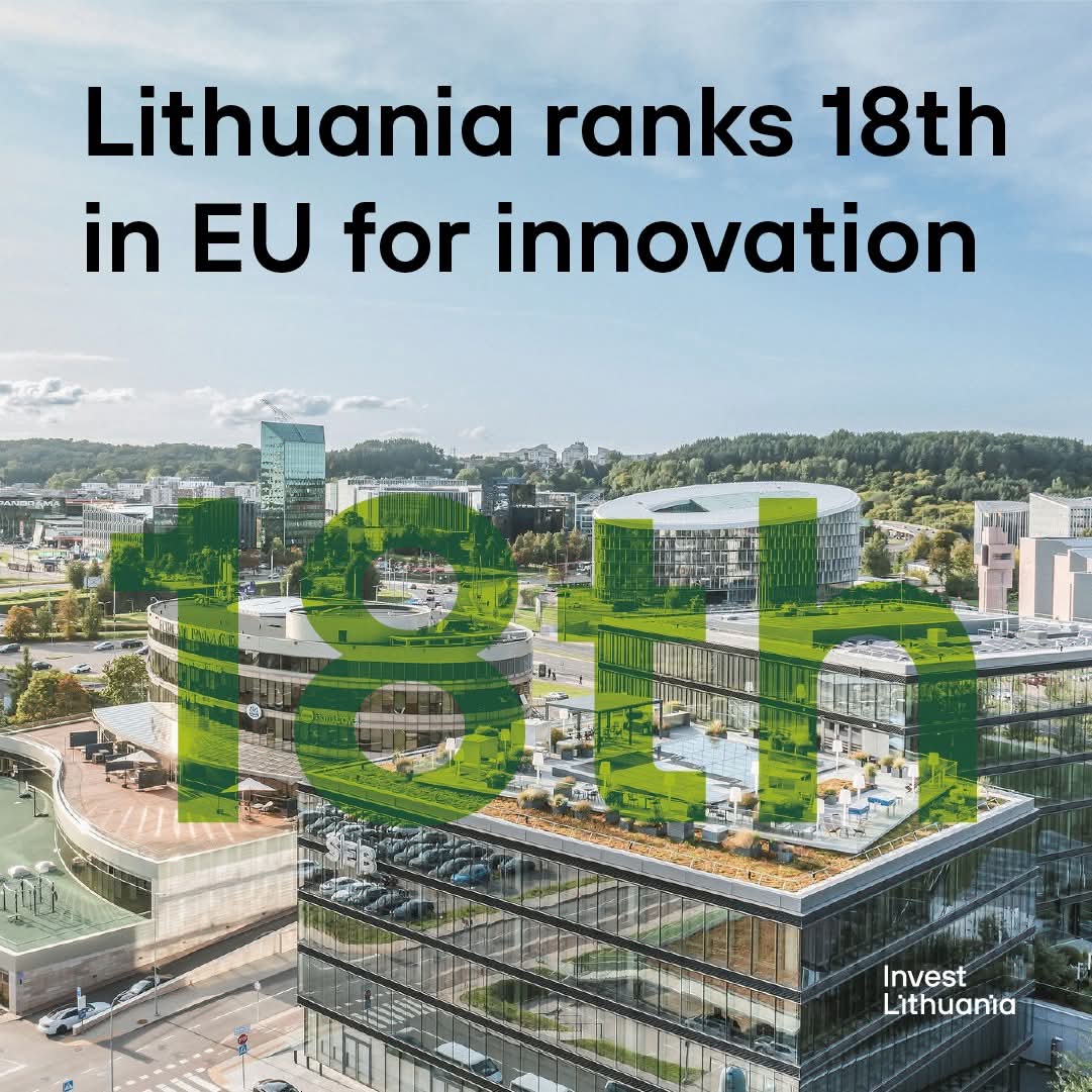 Lithuania remains 18th in the EU but shows one of the fastest innovation growth rates – 17.4% since 2018, outpacing the EU average of 12.6%. Public R&amp;D investment rose by 15.3%. Business innovation spending is 57% above avg. Innovation is not just a goal – it’s our trajectory.