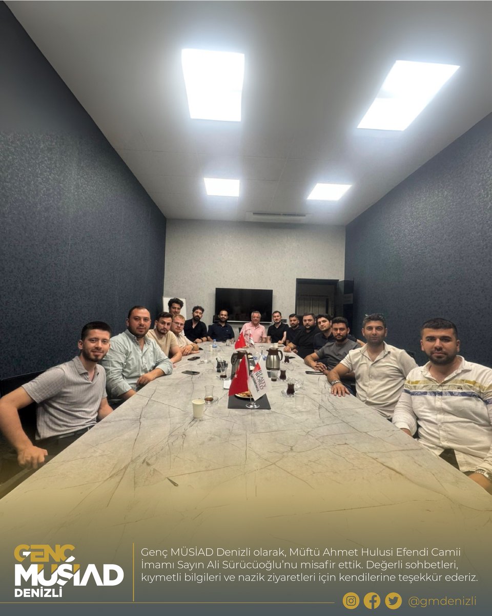 Genç MÜSİAD Denizli olarak, Müftü Ahmet Hulusi Efendi Camii İmamı Sayın Ali Sürücüoğlu’nu misafir ettik. Değerli sohbetleri, kıymetli bilgileri ve nazik ziyaretleri için kendilerine teşekkür ederiz.
@magsumusta <a href="/gencmusiad/">Genç MÜSİAD</a> <a href="/engin/">Engin</a>.boyaci <a href="/h/">َ</a>.sari20 <a href="/alisurucuoglu20/">Ali Sürücüoğlu</a>