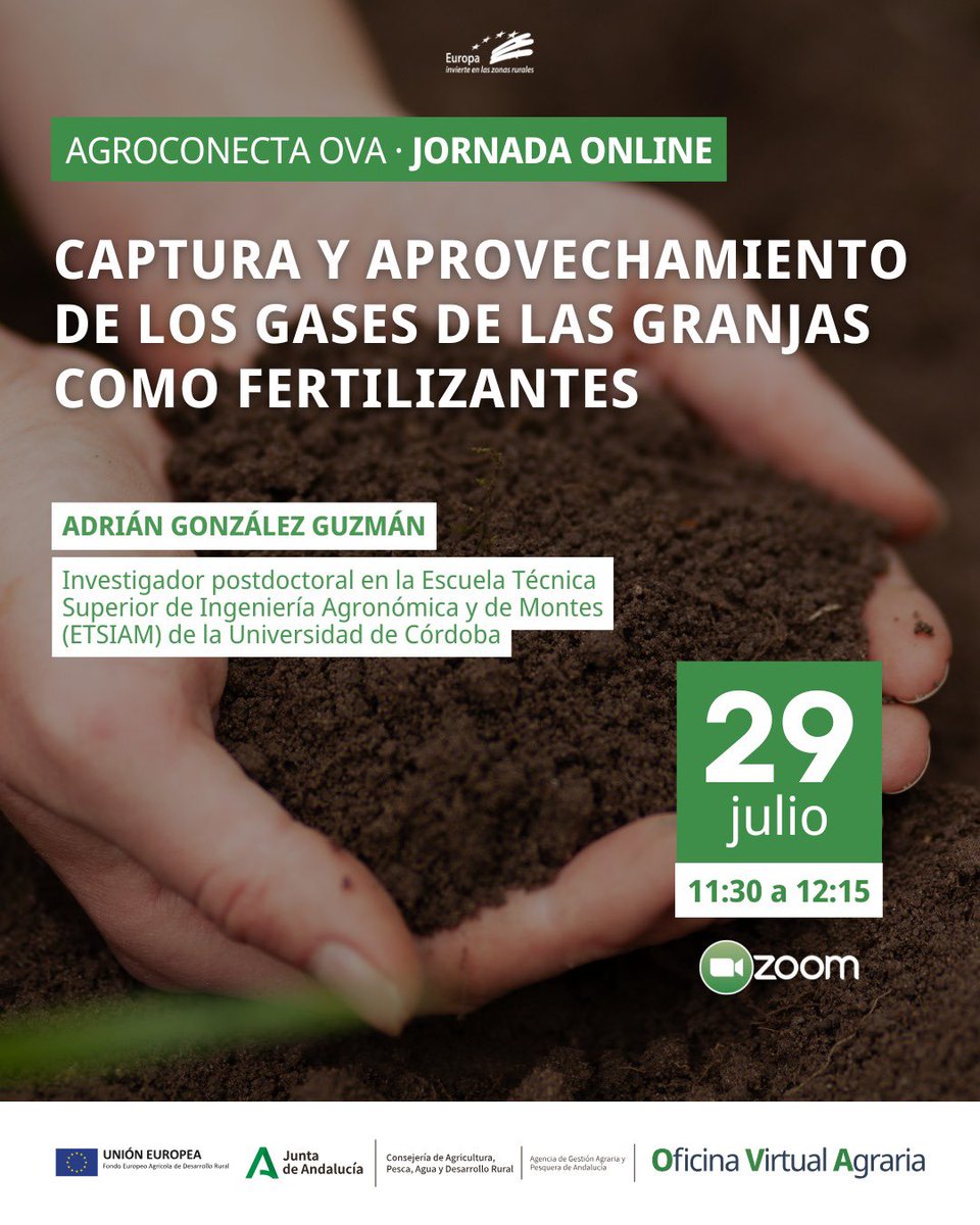 Comunidad_Sabe's tweet image. ♻️🌱¿Se pueden transformar los residuos ganaderos en fertilizantes sostenibles para la agricultura?
🗣️Adrián González (@ETSIAMCordoba) te lo explica el próximo 29/07 en las Jornadas Online de #AgronectaOVA.
Inscríbete gratis 👇us06web.zoom.us/webinar/regist…