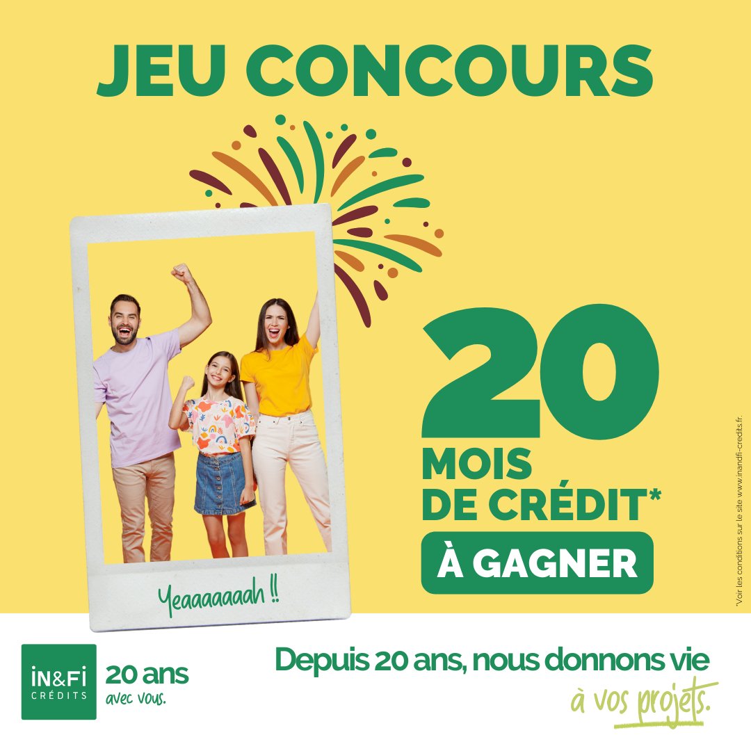 [GRAND JEU CONCOURS]
📣 TENTEZ DE GAGNER 20 MOIS DE PRÊT IMMOBILIER 🎉
🙋‍♀️🙋‍♂️ Pour participer, rendez-vous en agence ou déposez une demande de prêt immobilier en ligne sur notre site !
Bonne chance à tous !

#jeuconcours #courtage