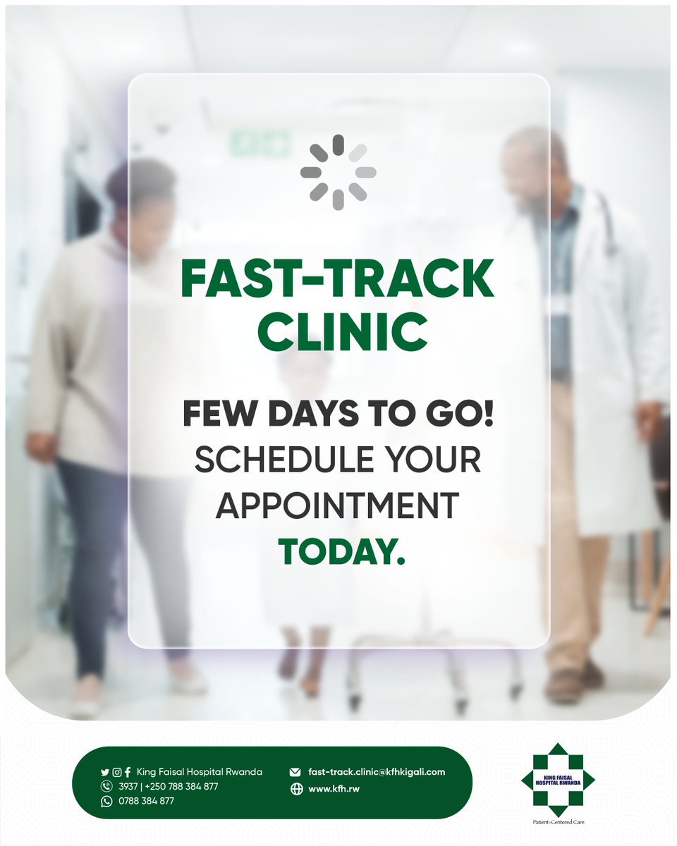 The countdown has begun

In just SIX days, King Faisal Hospital’s  Fast-Track Clinic opens its doors—and you can be one of the first to experience it. Early booking is now open for flexible consultations that work around your time.

Receive expert care in OB-GYN, Pediatrics,