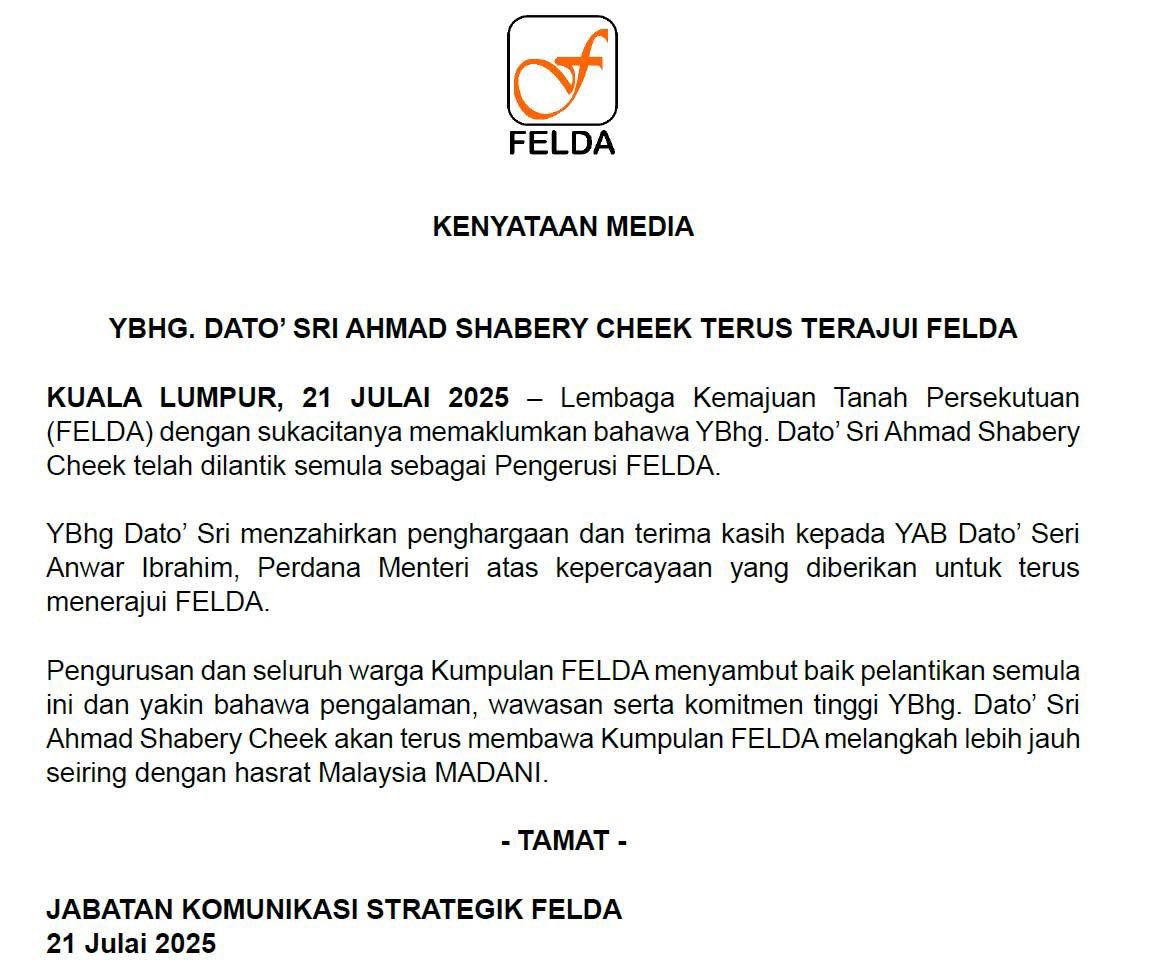 Federal Land Development Authority (FELDA) tweet media