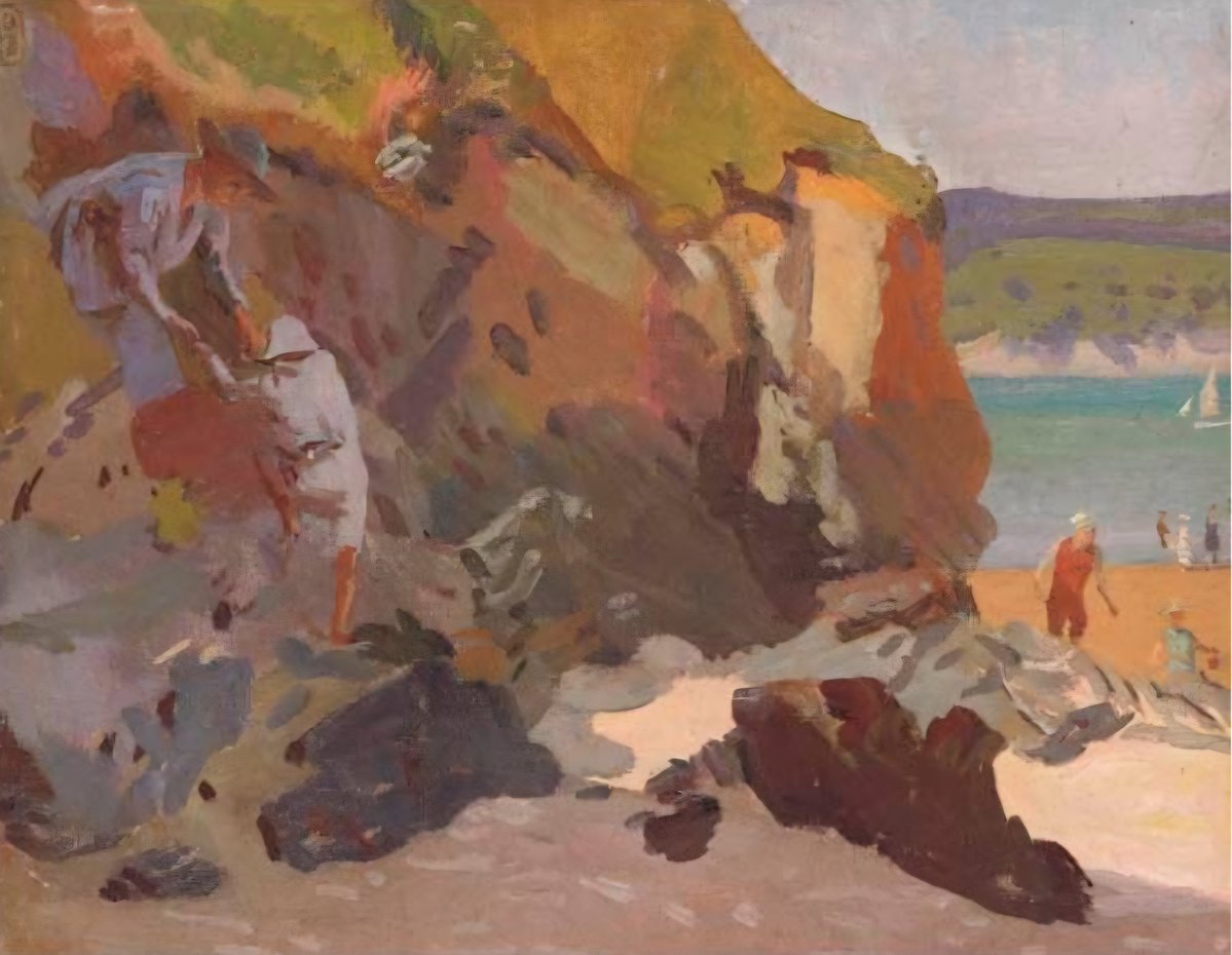 ahistoryinart's tweet image. 'Descent to the Beach.' (c1920) A founder member of the The Camden Town Group, Walter Bayes was regarded by his colleagues and fellow artists as an intellectual excelling 'in the science of picture making, including perspective and the proportions and balancing of colour.'