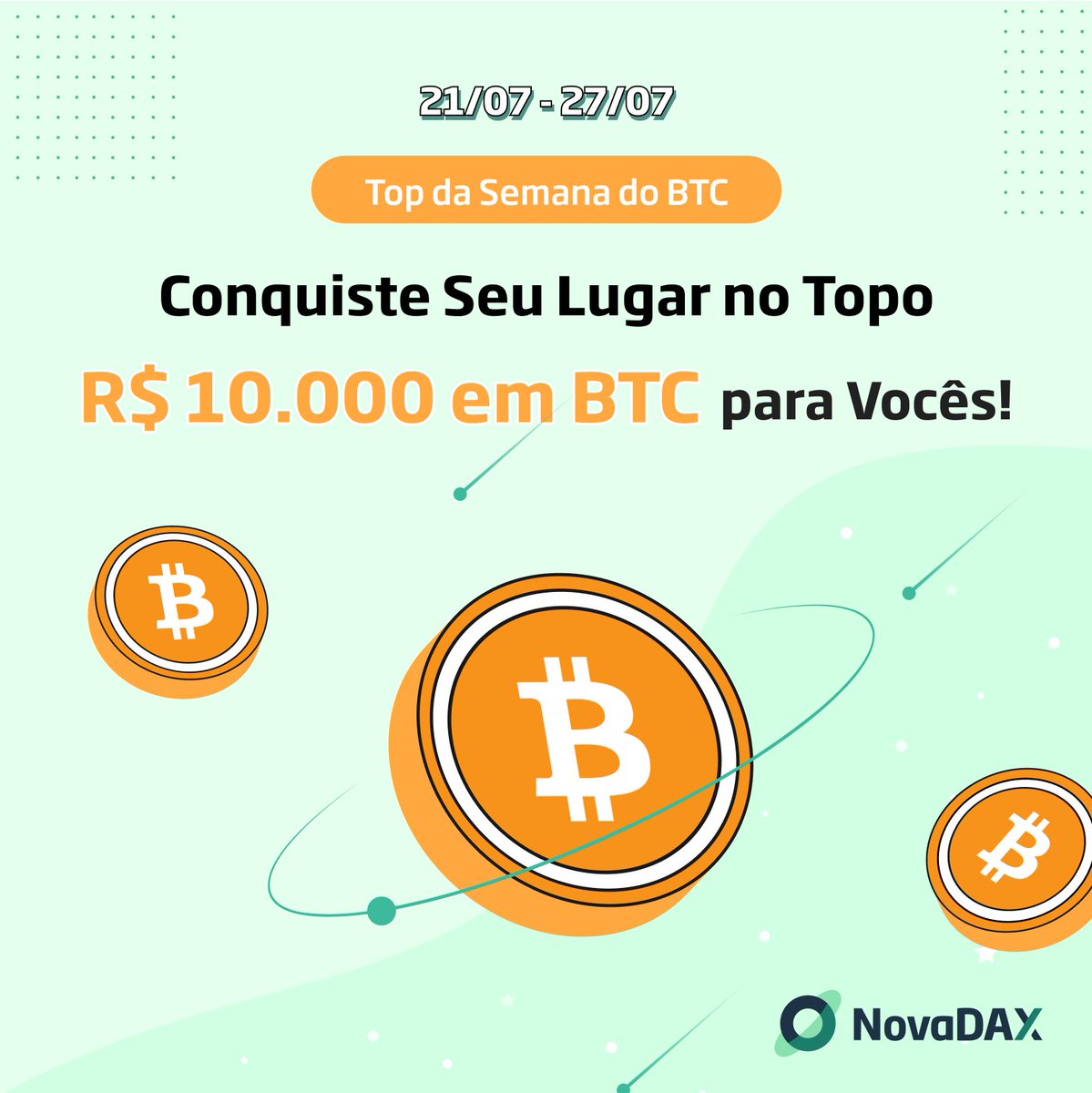 🥳 4ª Semana do Campeonato de Convites 🎉 Você e seus amigos, TODOS GANHAM  BTC @Bitcoin GRÁTIS! 💰 R$ 10.000,00 em BTC na jogada! 🔗  https://t.co/TOoqPAWAoh #NovaDAX #BTC #Bitcoin $BTC #Campeonato #Airdrop #