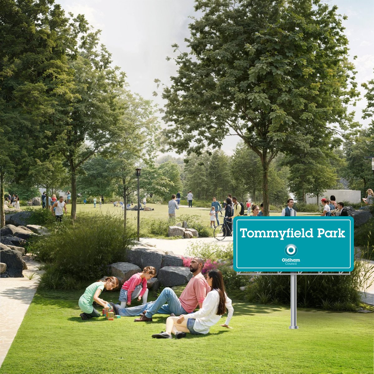 Oldham’s new town centre park will now be called Tommyfield Park 🌟 a tribute to the market that’s been at the heart of the town for over 200 years.

It’s the end of an era, but the start of something new.

Read on: oldham.gov.uk/news/article/2… 🌞🌷🌳🐛 #LoveOldham #TommyfieldPark