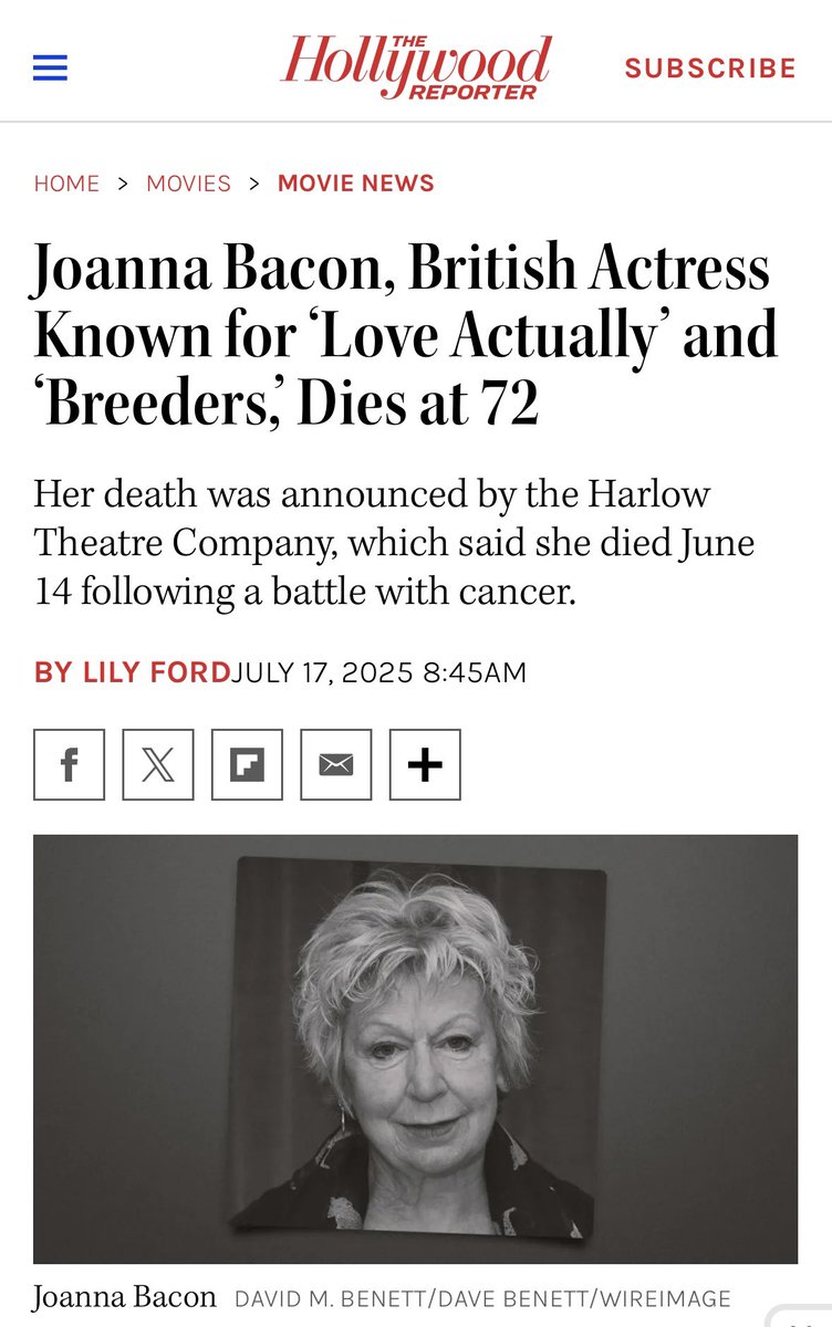 simonblackwell's tweet image. Jo was a gifted actor and such a kind and generous soul. When she knew her character in Breeders was based on my late mum she went out of her way to get her Battersea accent pitch perfect. Gone far too soon, she’ll be much missed by everyone who had the privilege to know her.
