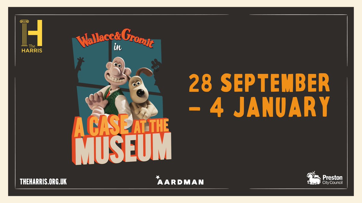prestoncouncil's tweet image. 🎉 The Harris is reopening on Sun 28 Sept and to celebrate, they’re launching a brand new Aardman exhibition!
🏛️ Join The Harris to explore the world of Wallace & Gromit, Shaun the Sheep, Feathers McGraw & more.
➡️preston.gov.uk/article/10916/…
