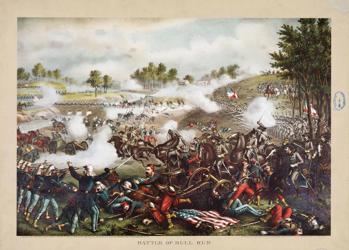 USArmyMuseum's tweet image. The Battle of Bull Run/Manassas, first major #CivilWar clash, happened #OTD 1861. Union Gen. McDowell faced Confederate Gens. Beauregard & Johnston. Early Union gains reversed by Confederate reinforcements, forcing retreat with 2,950 casualties. More: thenmusa.org/exhibit/preser…