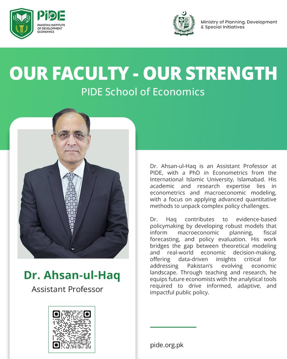 Pakistan Institute of Development Economics (PIDE) (@pidepk) on Twitter photo Learn from experts shaping Pakistan’s economic future.
Dr. Ahsan-ul-Haq specializes in econometrics & macroeconomic modeling—translating data into impactful policy insights.
Admissions Open at PIDE – Apply Now
pide.org.pk
<a href="/nadeemjavaid75/">Nadeem Javaid</a> <a href="/betterpakistan/">Ahsan Iqbal</a> Learn from experts shaping Pakistan’s economic future.
Dr. Ahsan-ul-Haq specializes in econometrics & macroeconomic modeling—translating data into impactful policy insights.
Admissions Open at PIDE – Apply Now
pide.org.pk
<a href="/nadeemjavaid75/">Nadeem Javaid</a> <a href="/betterpakistan/">Ahsan Iqbal</a>