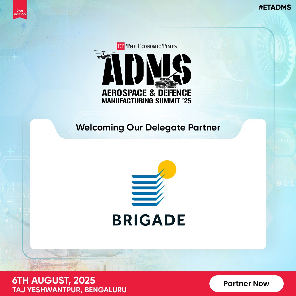 ETManufacturing's tweet image. We’re excited to have Brigade Group on board as a Delegate Partner at the ET Aerospace &amp;amp; Defence Manufacturing Summit 2025.

🔗 Join the conversation:
…acturing.economictimes.indiatimes.com/aerospace-defe…

#ETADMS2025 #BrigadeGroup #DelegatePartner #StrategicIndia #InfrastructureForDefence