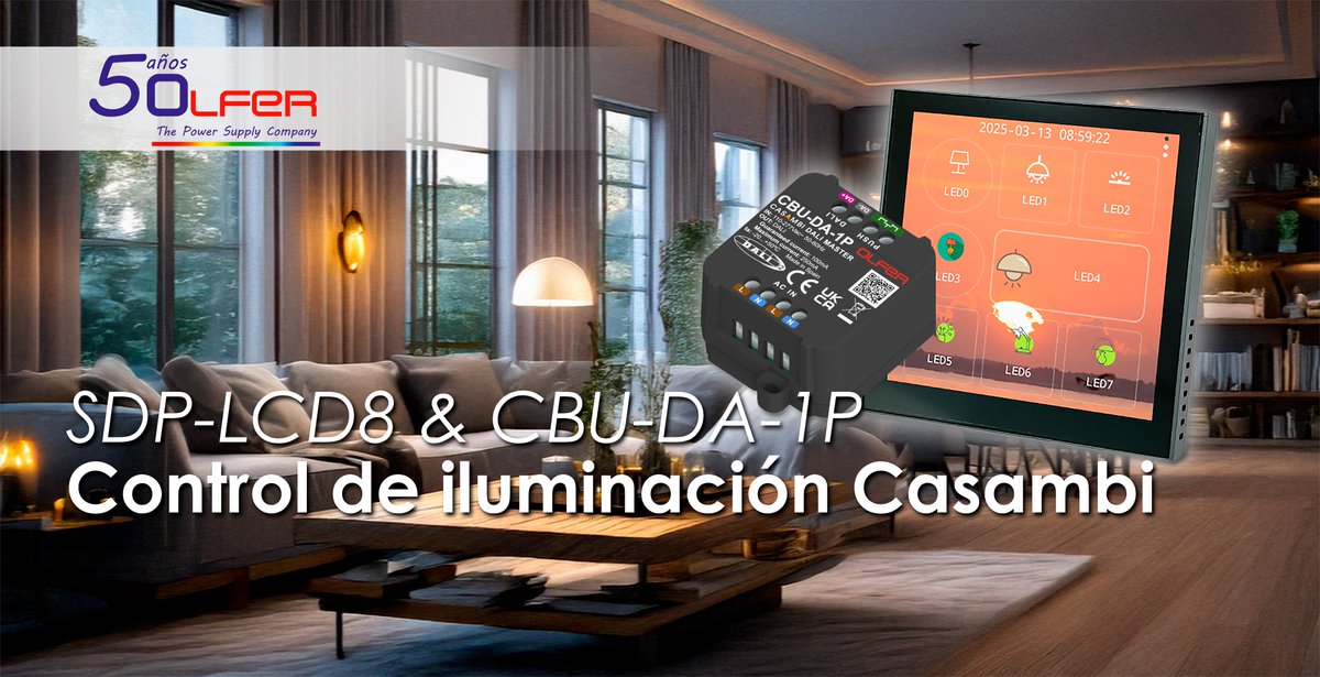 🎛️ SDP-LCD8 + CBU-DA-1P

La pantalla SDP-LCD8 con 8 botones táctiles y control DALI puede ampliar sus posibilidades al conectarse con el CBU-DA-1P como DALI Gateway, permitiendo controlar dispositivos Casambi desde un único punto

👉 bit.ly/42KZuLz

#OLFER #Casambi #DALI